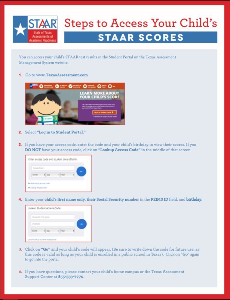 Steps tp Access Your Child's STAAR Scores